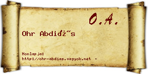 Ohr Abdiás névjegykártya